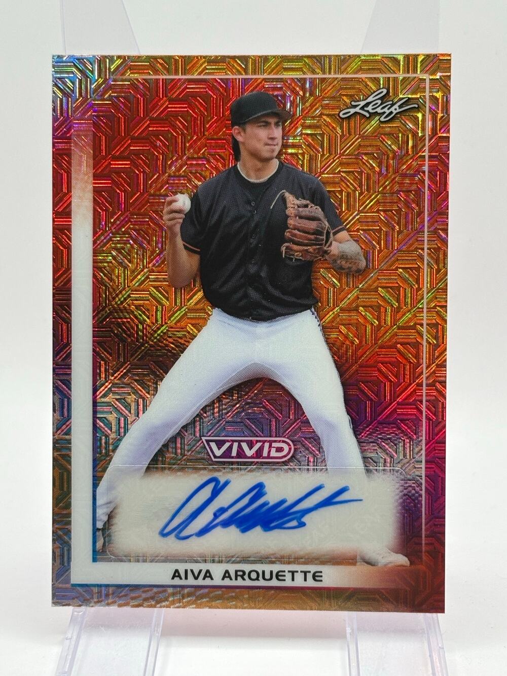 2026 Leaf Vivid Baseball Aiva Arquette Orange Mojo Refractor Auto 2/5 SP Marlins